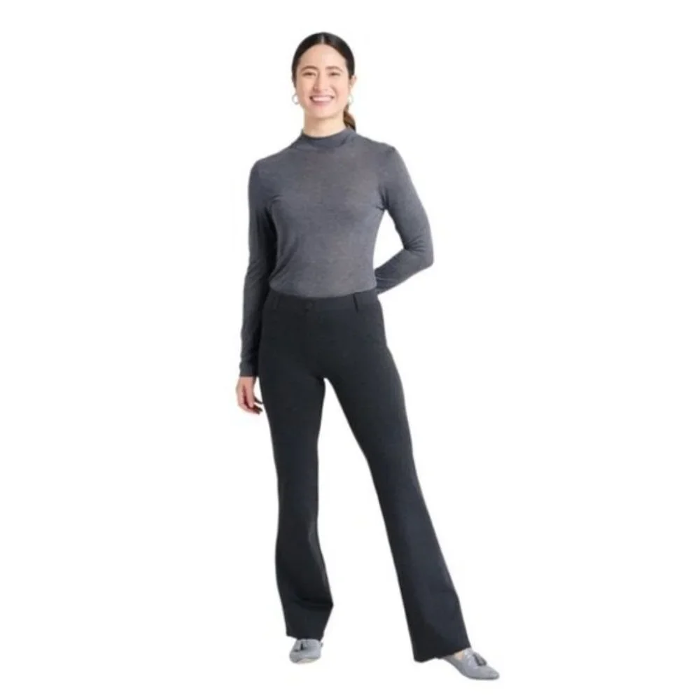 Betabrand Boot-Cut Dress Pants Size Medium Petite Charcoal Grey‎ Stretch NWOT